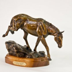 A Little Ranchy by Horses, Sculpture, Western