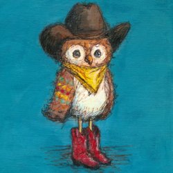 Cowboy Owl by Western, Whimsical, 
