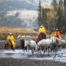 Crossing the River by Horses, Western, 