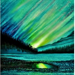 Alaskan Auroras by Big Sky, Landscape, Trees