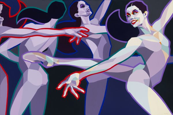 Three Alberta Artists - Chassé Coupé Jeté (Nicole Caron) acrylic on canvas 48" X 72"